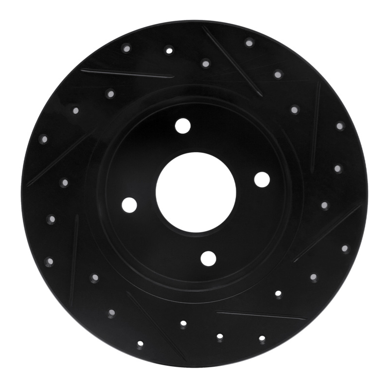 Nissan Sentra Brake Rotor (1) - Rear Left - R1 Concepts - Drilled & Slotted - Black - `04-`06